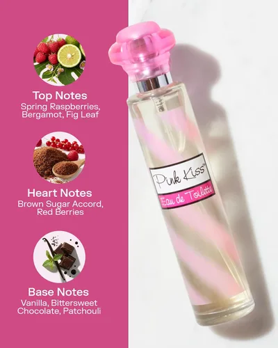 Vista 3 de PB ParfumsBelcam Pink Kiss Eau de Toilette en espray para mujer, fragancia Sweet Gourmand con frambuesa, azúcar morena y vainilla, perfume femenino