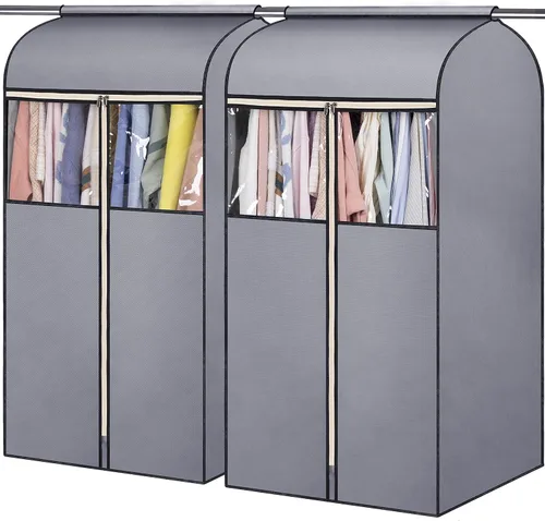 Vista 10 de SLEEPING LAMB Bolsas para ropa de 35 pulgadas para colgar almacenamiento de ropa, perchero de ropa completamente sellado con cubierta