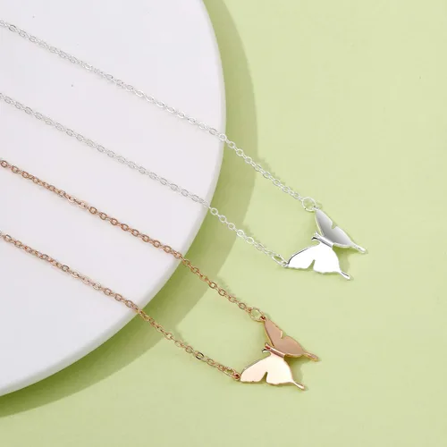 Vista 8 de MIDEEO Delicado collar de mariposa para mujer, chapado en oro de 14 quilates, collar con dije de mariposa minimalista