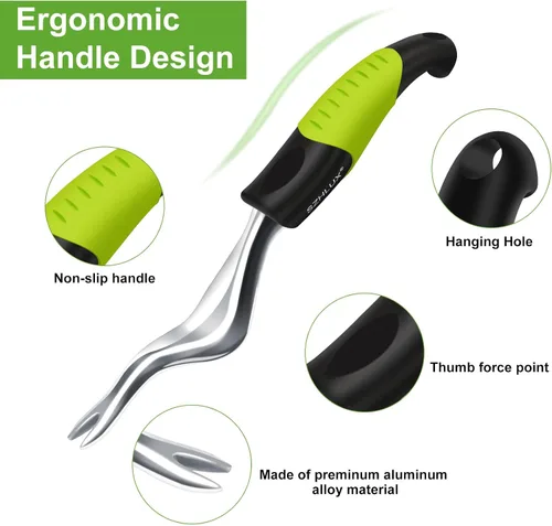 Vista 2 de SZHLUX Herramienta de deshierbe manual, herramienta de extracción de malezas prémium para jardín, herramienta de mano de jardinería con mango Verde