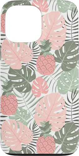 Vista 24 de Tropical Hawaiian Pineapple Pink Sage Colors Pattern Case for iPhone 17