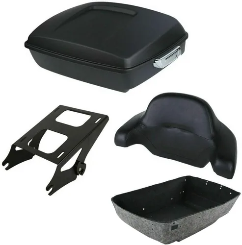 Vista 18 de XFMT Maleta negra mate cortada de 10.7 pulgadas con pestillo para Harley Trunk Touring Road King Street Glide Road Glide Electra Glide 2014-2025