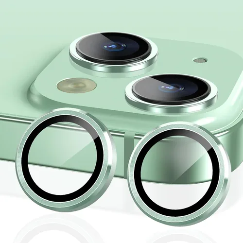 Vista 20 de YWXTW Protector de lente de cámara para iPhone 15/15 Plus/16e/ 17e, anillo de metal antiarañazos individual protector de pantalla de vidrio templado