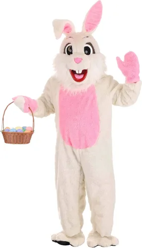 Vista 2 de Disfraz de conejo de Pascua para adultos disfraz de conejo con máscara de conejo de felpa