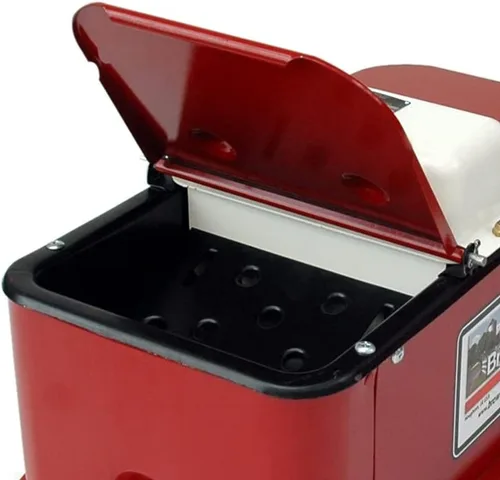 Vista 9 de Brower Agua eléctrica de cerdo calentada de acero galvanizado con tapa y rejillas de lodo para 150 cerdos, color rojo