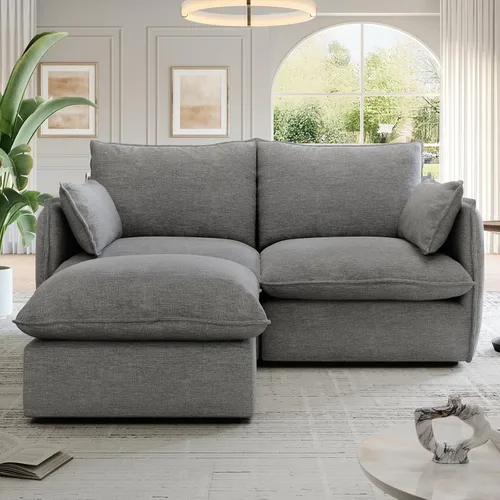 Vista 13 de Sofás modulares de 69.2 pulgadas para sala de estar, respaldo alto impermeable, sofá modular con relleno de plumón, sofá biplaza convertible