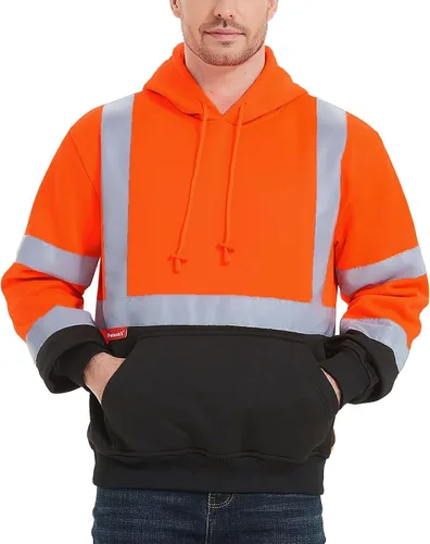 Vista 9 de ProtectX Hi Vis Sweatshirt for Men, Reflective Pullover Safety Hoodie Azul - Jersey
