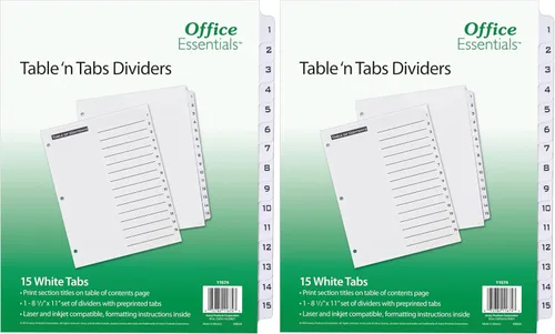 Vista 3 de Office Essentials 11674 Table 'n Tabs Divisores, 15 pestañas, letra