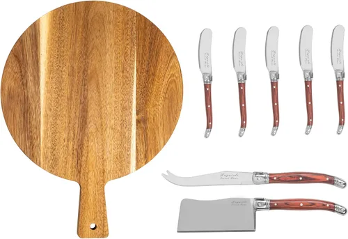 Vista 6 de French Home Laguiole - Cuchillo de pan de madera de Pakka negro con tabla de pan de bambú