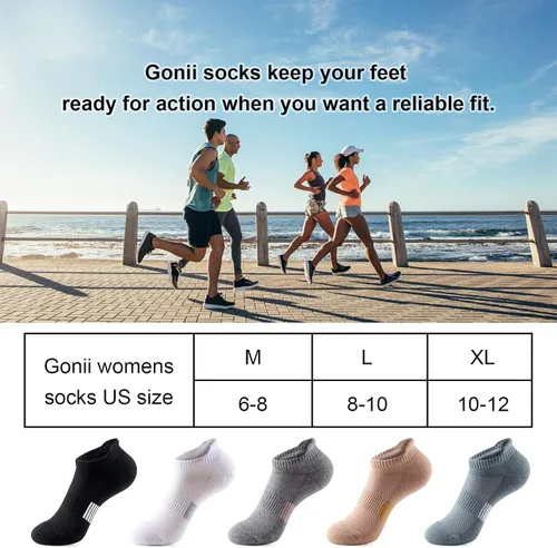 Vista 6 de Gonii Calcetines de tobillo para mujer para correr atléticos no se ven acolchados 5 pares