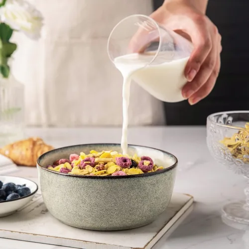 Vista 3 de AmorArc Juego de 6 cuencos de cereales para cocina, cuencos de sopa de cerámica de 26 onzas para sopa de cereales, cuencos de cocina modernos