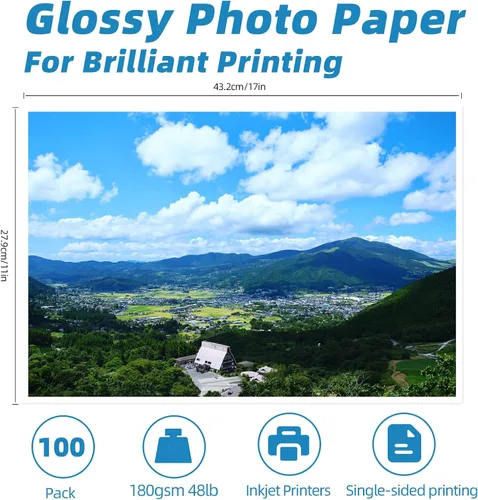 Vista 3 de Uinkit 100 hojas de papel fotográfico brillante 11x17 solo lado+100 hojas de laminación 3mil hojas 11.5x17.5inche bolsas de laminación Producto
