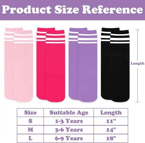 Vista 6 de 4 pares de calcetines de fútbol para niños pequeños, calcetines de fútbol para niñas, calcetines de fútbol para niños pequeños, calcetines de tubo