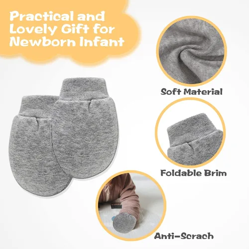 Vista 2 de Uttpll Manoplas de algodón para recién nacido, guantes transpirables para niños y niñas de 0 a 6 meses