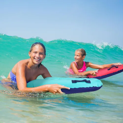 Vista 5 de Leitee 2 tablas inflables de surf con asas, tabla de surf inflable para playa, ligera tabla de surf flotante para niños, para aprender surf, 27.5 x