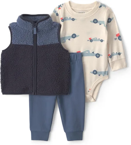 Vista 22 de Carter's Baby Boys' 3-piece Bodysuit Pant Sets Construcción azul