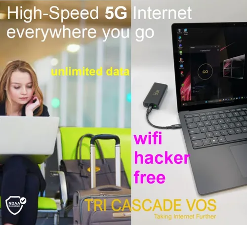 Vista 2 de Tri Cascade VOS 5G Cellular Travel Internet, Qualcomm Snapdragon X55 5G Modem-RF Full 5G Spectrum System Acceso Global Compatible con macOS, iPadOS