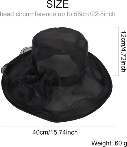 Vista 2 de Lawie Sombrero fascinante de flores para fiesta de té sombrero de organza para velo de vestir sombreros de iglesia funeral cóctel Pascua sombrero
