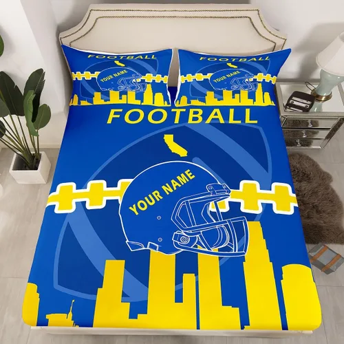 Vista 13 de Erosebridal Juego de sábanas bajeras personalizadas de fútbol americano para niños y niñas, juego de cama de jugadores de fútbol, juego de ropa