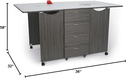 Vista 2 de Kangaroo Kookaburra Mesa de corte – Estación de trabajo grande de costura, acolchado y manualidades con superficie expandible de 70 x 40 pulgadas