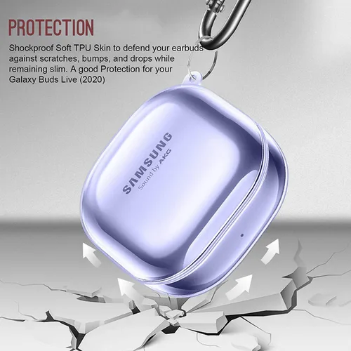 Vista 3 de AIIKO Funda compatible con Galaxy Buds 2 Pro 2022/Galaxy Buds 2/Pro Case 2021/Galaxy Buds Live 2020 Funda protectora transparente de TPU suave a