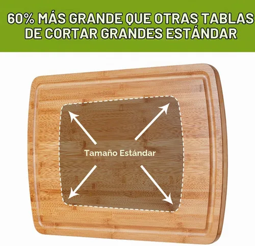 Vista 7 de BEZIA Tabla de cortar de bambú extra grande de 30 x 20 pulgadas para cocina