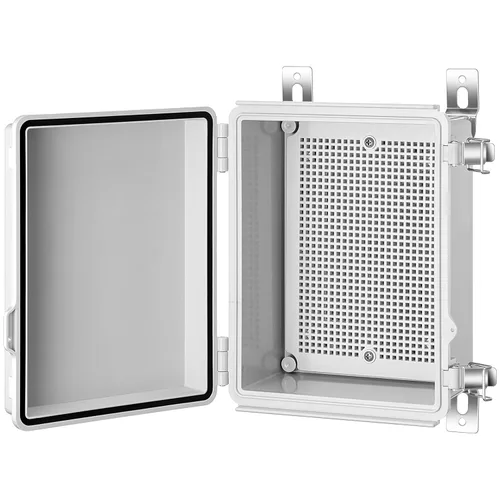 Vista 17 de Caja de conexiones Gratury, carcasa de plástico impermeable IP67 para proyectos eléctricos, cubierta con bisagras gris, incluye placa de montaje