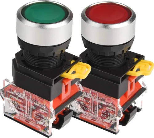 Vista 10 de APIELE Interruptor de botón momentáneo de 22MM 1NO 1NC Cabeza de metal LA36A-11BN-BLK (negro)