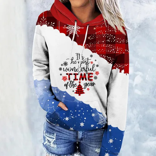 Vista 3 de Women's Fashion Daily Versatile Casual Crewneck Sweatshirts Christmas Graphic Long Sleeve Top Sweatshirts, S-3XL