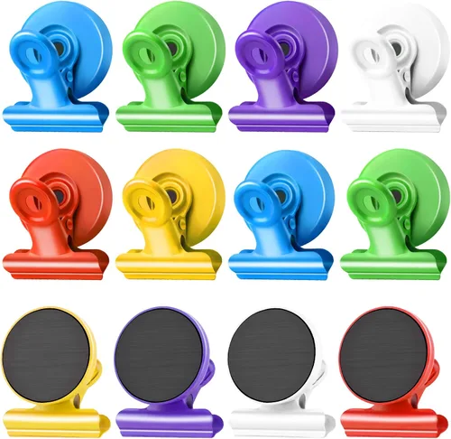 Vista 15 de Grtard Paquete de 6 clips magnéticos resistentes, clips magnéticos para refrigerador, imanes de refrigerador, clip magnético fuerte, imanes sin Negro