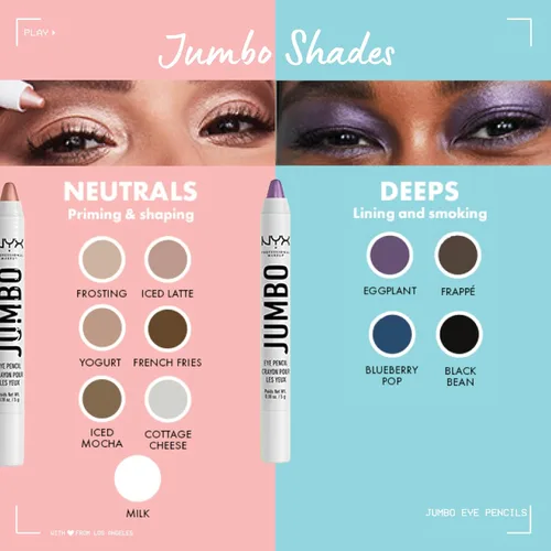 Vista 4 de NYX PROFESSIONAL MAKEUP Lápiz de Ojos Jumbo, Barra de Sombra de Ojos Mezclable y Lápiz Delineador - Black Bean (Negro)