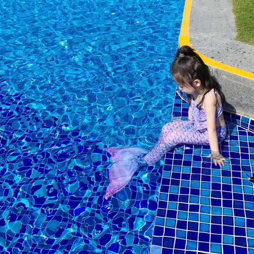Vista 2 de Traje de baño de cola de sirena para niñas, 3 piezas
