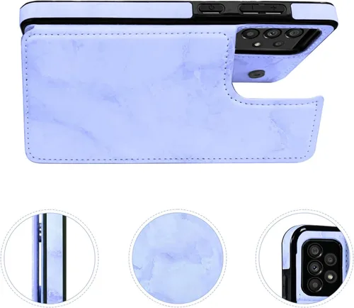 Vista 3 de Asuwish Funda de teléfono para Samsung Galaxy A52/A52S 5G con protector de pantalla de vidrio templado y cartera de mármol con tapa abatible