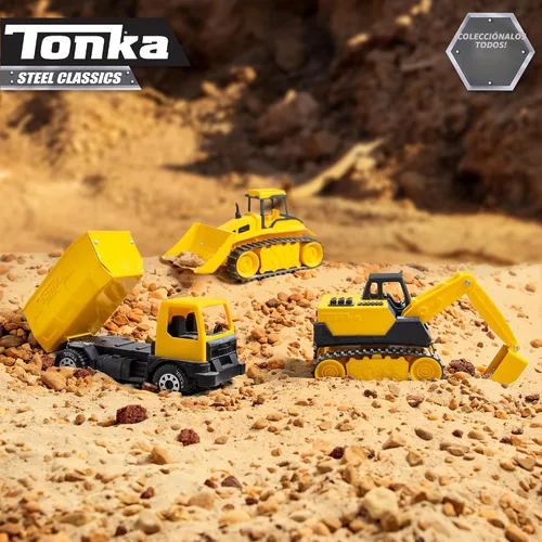 Vista 8 de Tonka - Steel Classics Serie Giga - Camión volquete y excavadora, paquete de 2