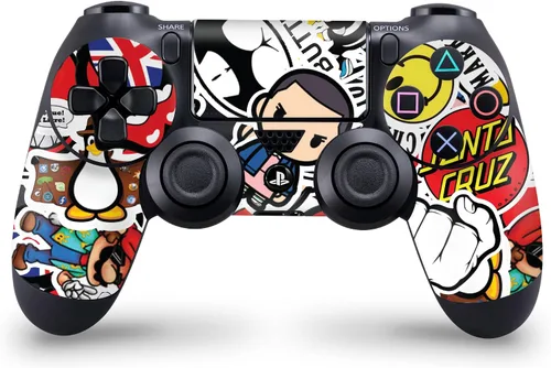 Vista 5 de Pegatinas de vinilo para consola PS4 + juego de 2 fundas de controlador