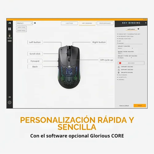 Vista 11 de Glorious Gaming Model O 2 Ratón Inalámbrico para Juegos - Inalámbrico Híbrido 2.4GHz y Bluetooth, 68g Superligero, Larga Duración de Batería, Sensor