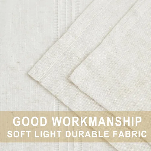 Vista 6 de Kayne Studio Cortinas Plisadas de Lino Natural Semitransparentes con Mezcla, Cortinas Estilo Granja Filtradoras de Luz con Ganchos para Sala