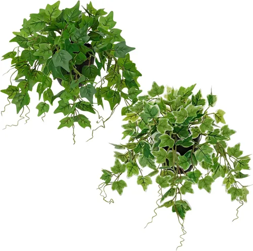 Vista 12 de Hollyone Plantas falsas, 2 paquetes de plantas artificiales de interior con maceta de plástico blanco, pequeña planta falsa en maceta para el hogar