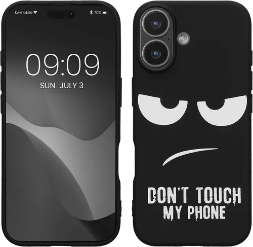 Vista 13 de kwmobile Funda de silicona TPU compatible con Xiaomi 11T/11T Pro - Funda suave - No toques mi teléfono blanco/negro