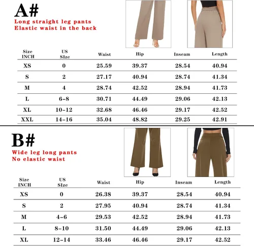 Vista 3 de FUNYYZO Pantalones de cintura alta y pierna ancha para mujer, pantalones largos y rectos