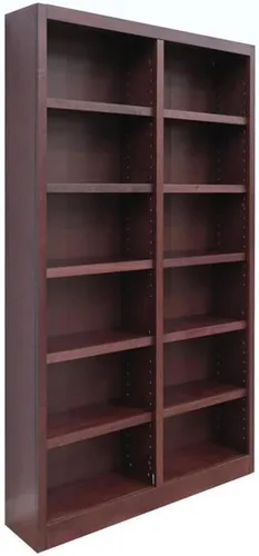 Vista 4 de Home Square Juego de 2 estanterías de madera tradicional de 12 estantes con 10 estantes ajustables y 2 estantes fijos en acabado cereza