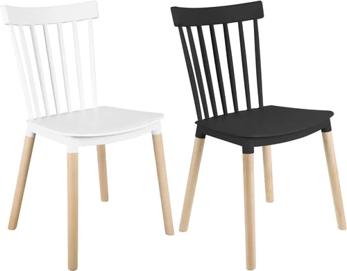 Vista 17 de DSW - Sillas de comedor de plástico modernas sin brazos con patas de madera para estar, dormitorio, cocina, comedor, sala de espera, restaurantes