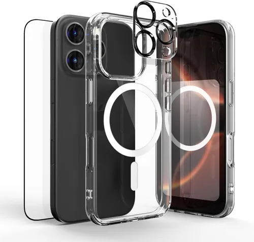 Vista 8 de Compatible con iPhone 15 Pro, parte trasera de policarbonato transparente + funda de parachoques de TPU, compatible con MagSafe, esquinas que