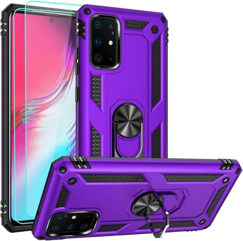 Vista 7 de Androgate Funda para Samsung Galaxy S20 Plus con protectores de pantalla HD, soporte de anillo de metal de grado militar con soporte de soporte