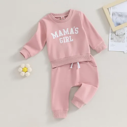 Vista 3 de Daddys Girl Toddler Infant Baby Girl Clothes Set Long Sleeve Sweatshirt Joggers Pants Outfit Fall Winter Outfits