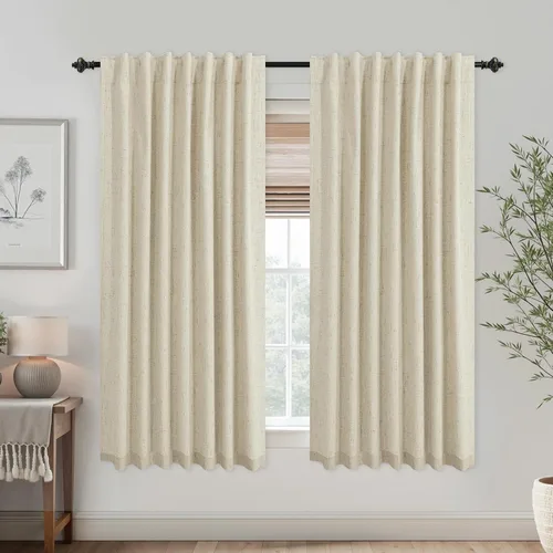 Vista 24 de KOUFALL - Cortinas de medio estilo francés de lino para ventana, juego de 2 cortinas cortas de 40 pulgadas de longitud, para privacidad, cortinas