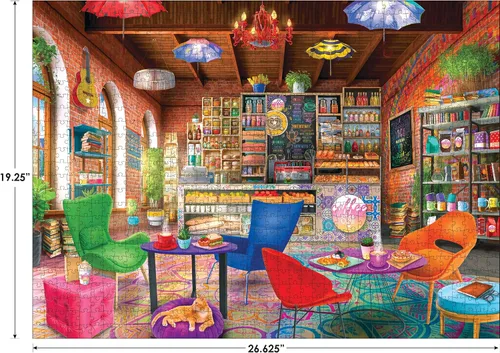 Vista 5 de RoseArt - My Happy Place - Boho Coffeshop - Rompecabezas de 750 piezas para adultos