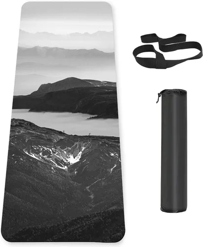 Vista 11 de Tapete de yoga antideslizante TPE, tapete de entrenamiento para hombres y mujeres, tapete de entrenamiento grueso con correa de transporte, tapetes
