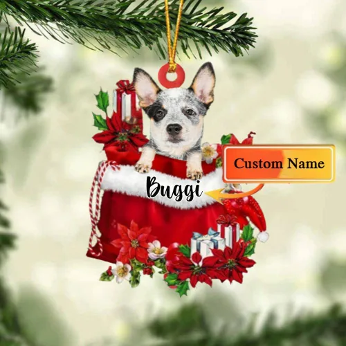 Vista 31 de Perro Akita Inu personalizado en bolsa de regalo, adorno de Navidad, nombre personalizado, regalo para amantes de los perros, familia, Navidad