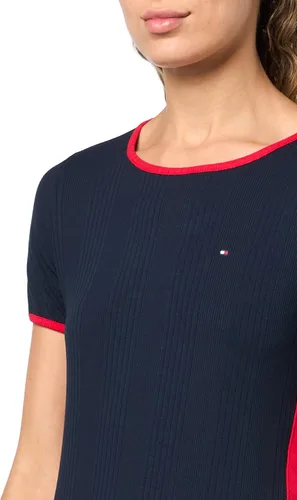 Vista 3 de Tommy Hilfiger Vestido midi acanalado con cinturón Capitán del cielo
